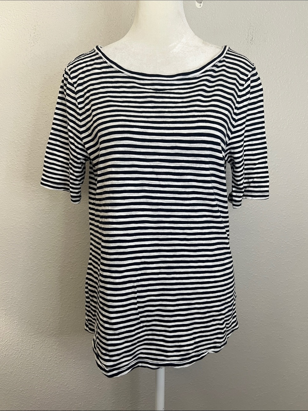 Talbots Cotton/Modal Striped Short Sleeve TShirt Black/White Size Small